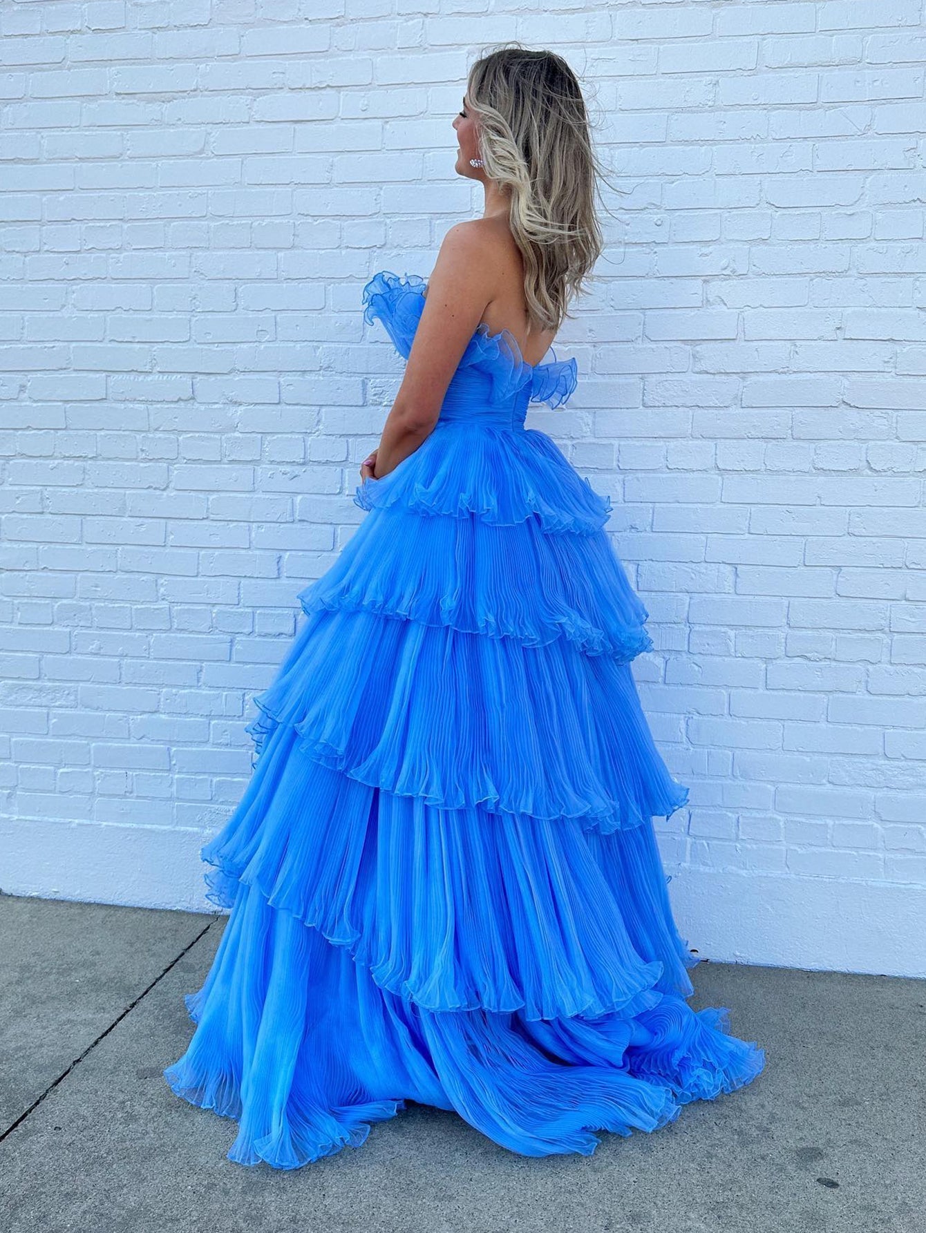 Vanessa |Strapless A-Line Tiered Crinkled Tulle Prom Dress - Prom Dress - DINIBLO 