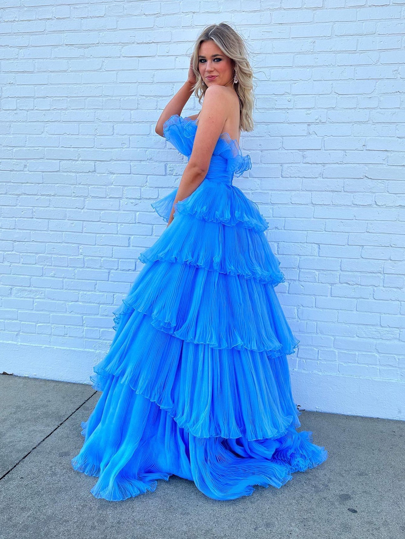 Vanessa |Strapless A-Line Tiered Crinkled Tulle Prom Dress - Prom Dress - DINIBLO 