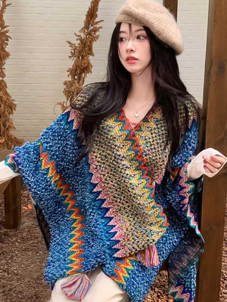 Bohemian Style Women's Knit Cardigan - Autumn Fashion, Oversized Sweater, Travel and Layering Gift for Her Christmas Gift -  - DINIBLO 