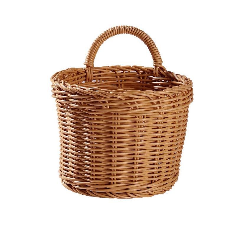 Tiny Brown Plastic Hanging Storage Basket with Single Handle - Organization > Storage Containers > Storage Baskets & Bins & Boxes - DINIBLO 