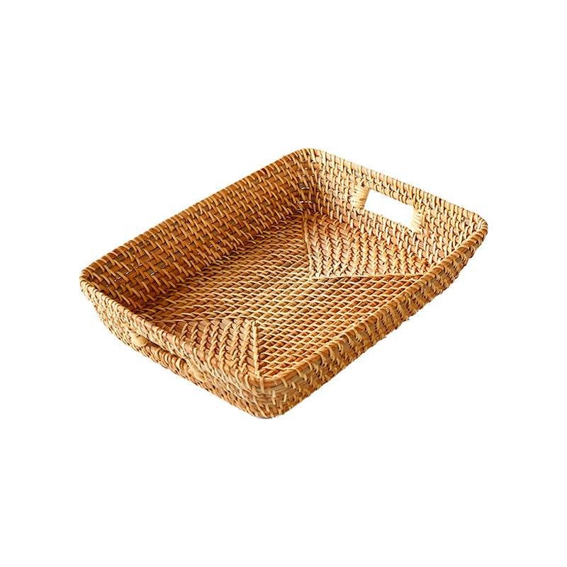 Rustic Rattan Storage Serving Tray/Basket - Organization > Storage Containers > Storage Trays - DINIBLO 