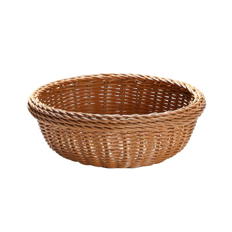 Farmhouse Natural Round Plastic Storage Basket - Organization > Storage Containers > Storage Baskets & Bins & Boxes - DINIBLO 