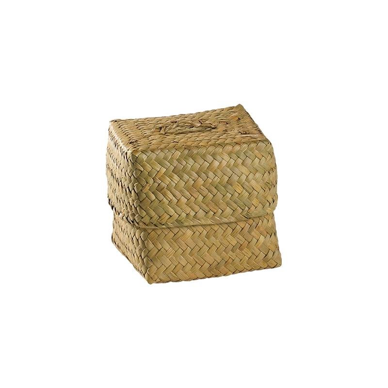 Rustic Natural Handwoven Square Box/Totes With Lid - Organization > Storage Containers > Storage Baskets & Bins & Boxes - DINIBLO 