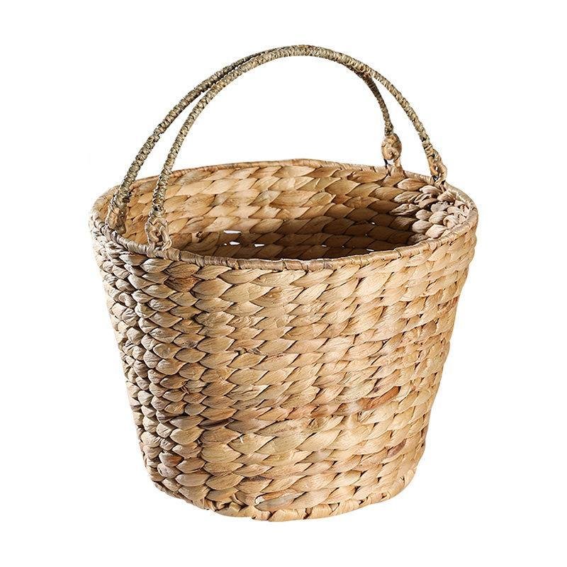 Farmhouse Large Handwoven Round Basket With Handle - Organization > Storage Containers > Storage Baskets & Bins & Boxes - DINIBLO 