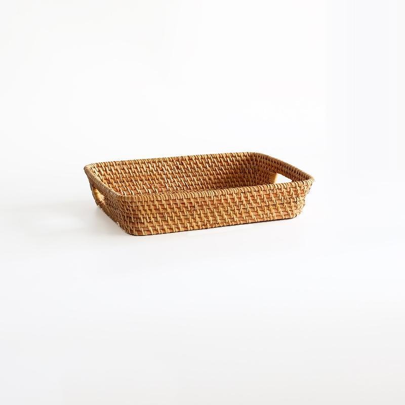 Expertly Woven Rectangular Storage Tray With Expanding Borders - Organization > Storage Containers > Storage Trays - DINIBLO 