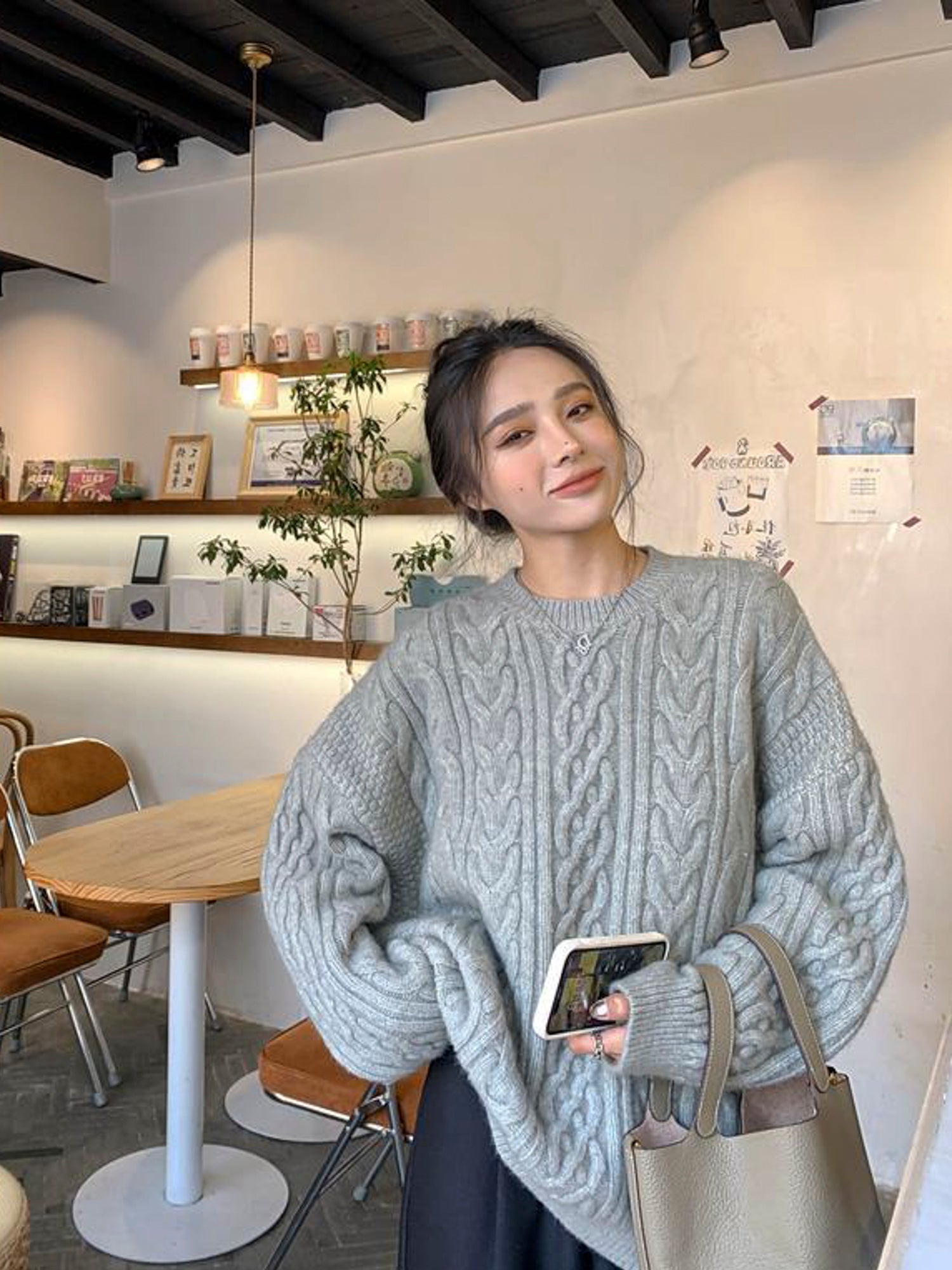 Vintage Twisted Knit Sweater: 2023 New Arrival Loose-Fit Retro Women's Sweater for Cozy Fall-Winter Outerwear -  - DINIBLO 