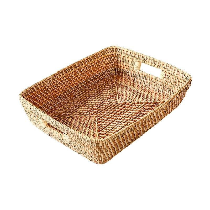 Rustic Rattan Storage Serving Tray/Basket - Organization > Storage Containers > Storage Trays - DINIBLO 