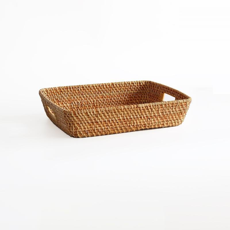 Expertly Woven Rectangular Storage Tray With Expanding Borders - Organization > Storage Containers > Storage Trays - DINIBLO 