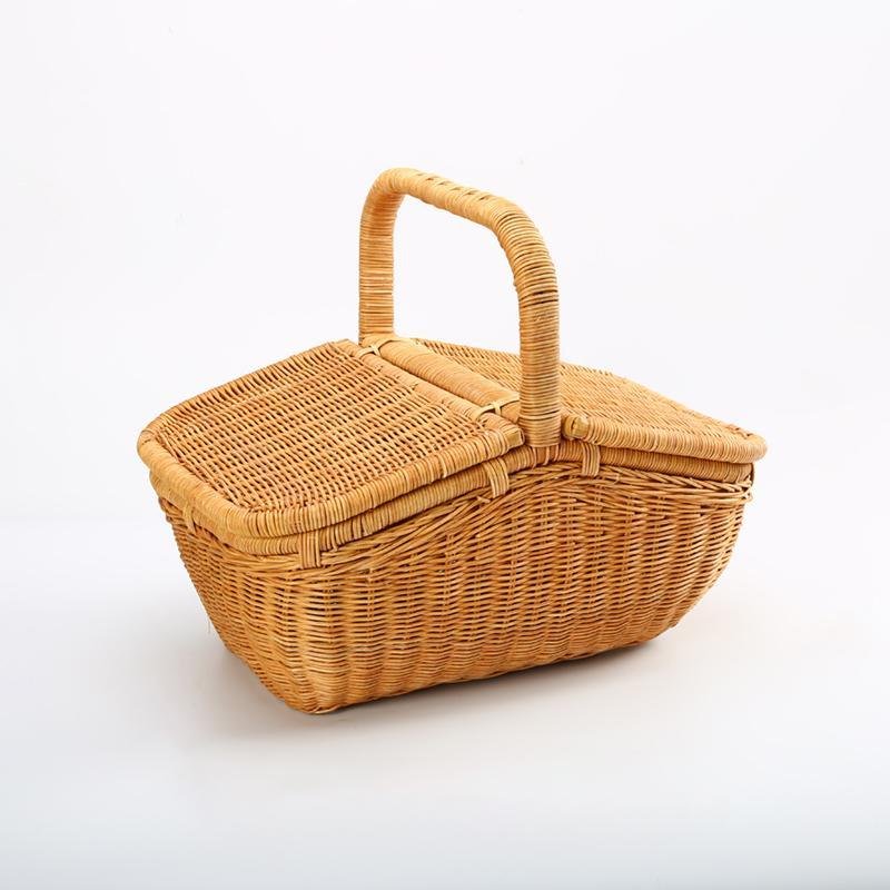 Wicker Rattan Storage Basket with Lids - Organization > Storage Containers > Storage Baskets & Bins & Boxes - DINIBLO 