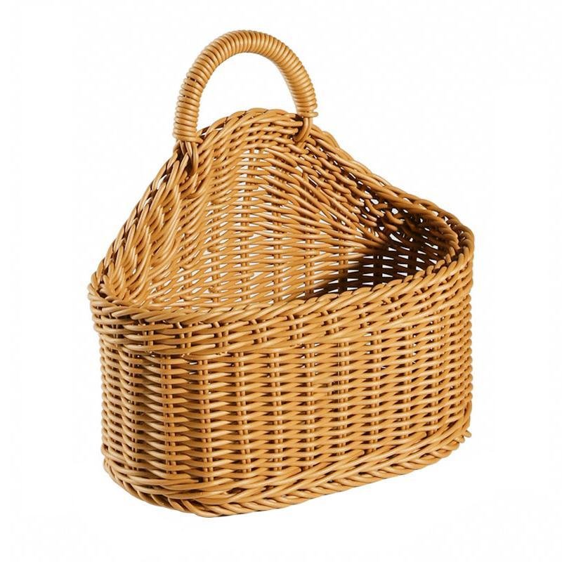 Wooden Hanging Plastic Storage Basket with Single Handle - Organization > Storage Containers > Storage Baskets & Bins & Boxes - DINIBLO 