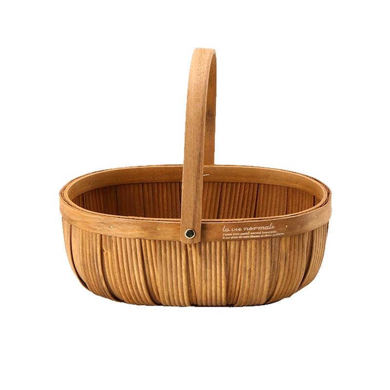 Wood Woven Fruit Basket with Handle - Organization > Storage Containers > Storage Baskets & Bins & Boxes - DINIBLO 