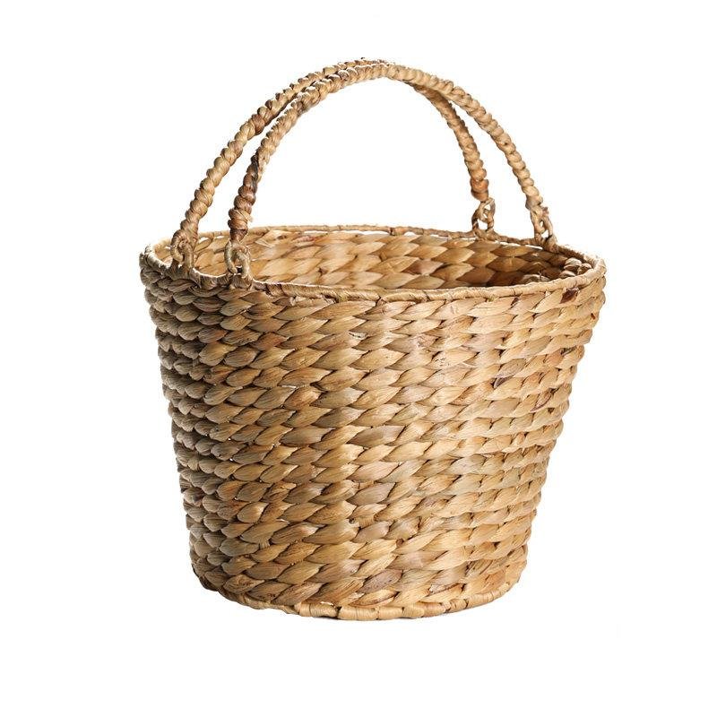 Farmhouse Large Handwoven Round Basket With Handle - Organization > Storage Containers > Storage Baskets & Bins & Boxes - DINIBLO 