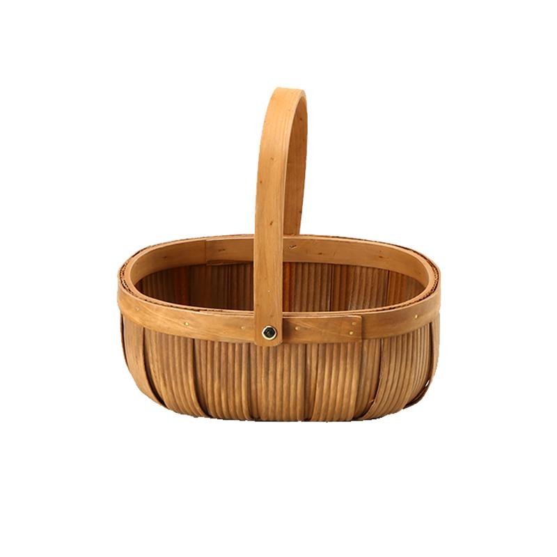 Wood Woven Fruit Basket with Handle - Organization > Storage Containers > Storage Baskets & Bins & Boxes - DINIBLO 