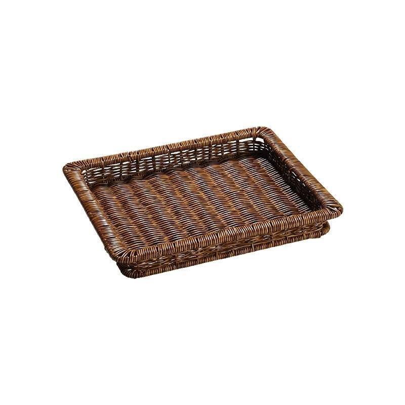 Natural Rectangular Plastic Serving Tray With Edges - Organization > Storage Containers > Storage Baskets & Bins & Boxes - DINIBLO 