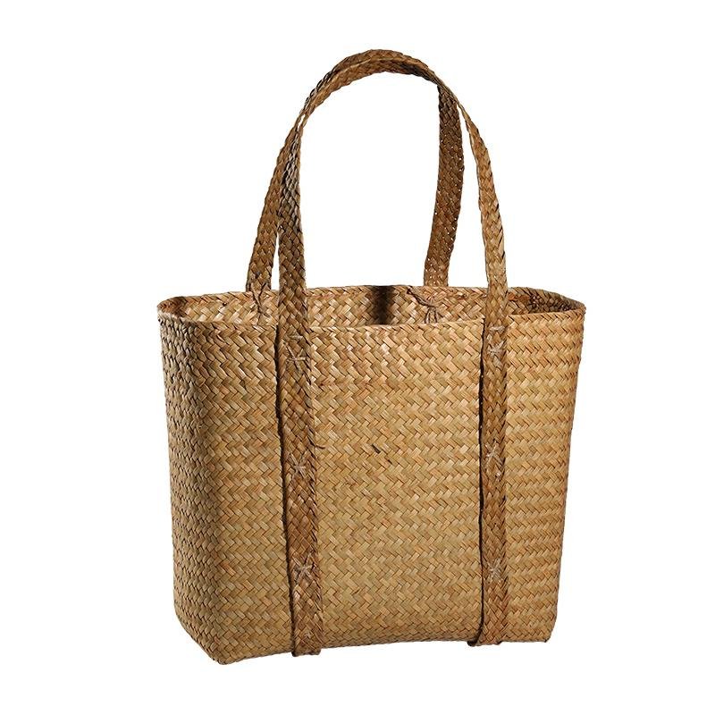 Farmhouse Large Handwoven Basket With Handle - Organization > Storage Containers > Storage Baskets & Bins & Boxes - DINIBLO 