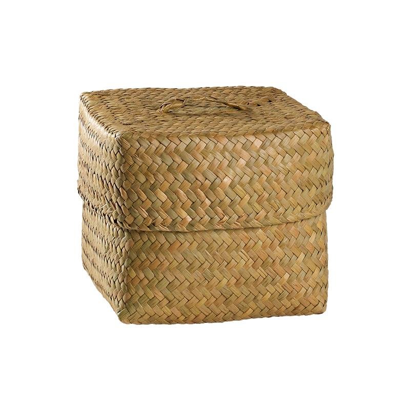 Rustic Natural Handwoven Square Box/Totes With Lid - Organization > Storage Containers > Storage Baskets & Bins & Boxes - DINIBLO 