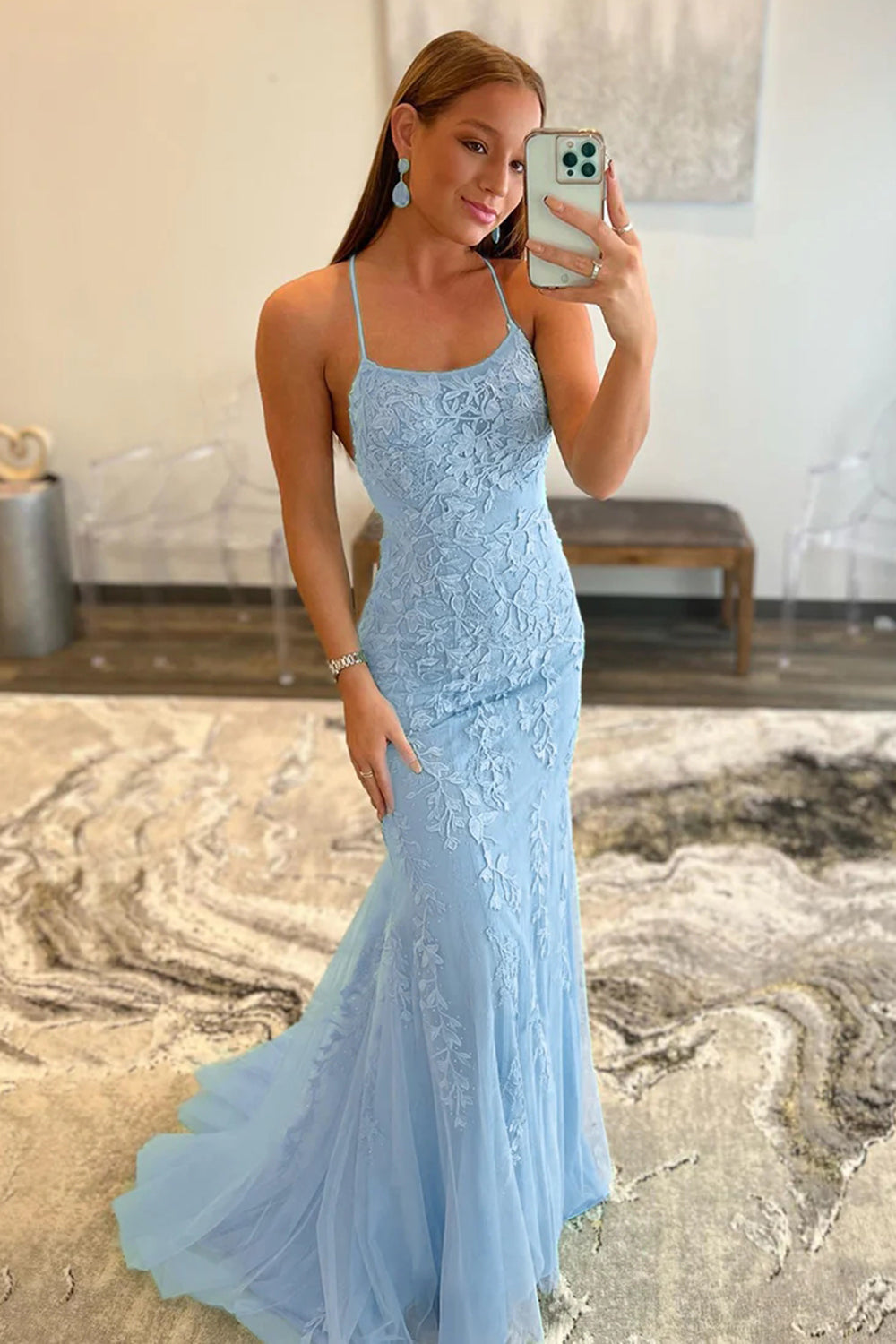 Lucille |Mermaid Spaghetti Straps Lace Prom Dress - Prom Dress - DINIBLO 