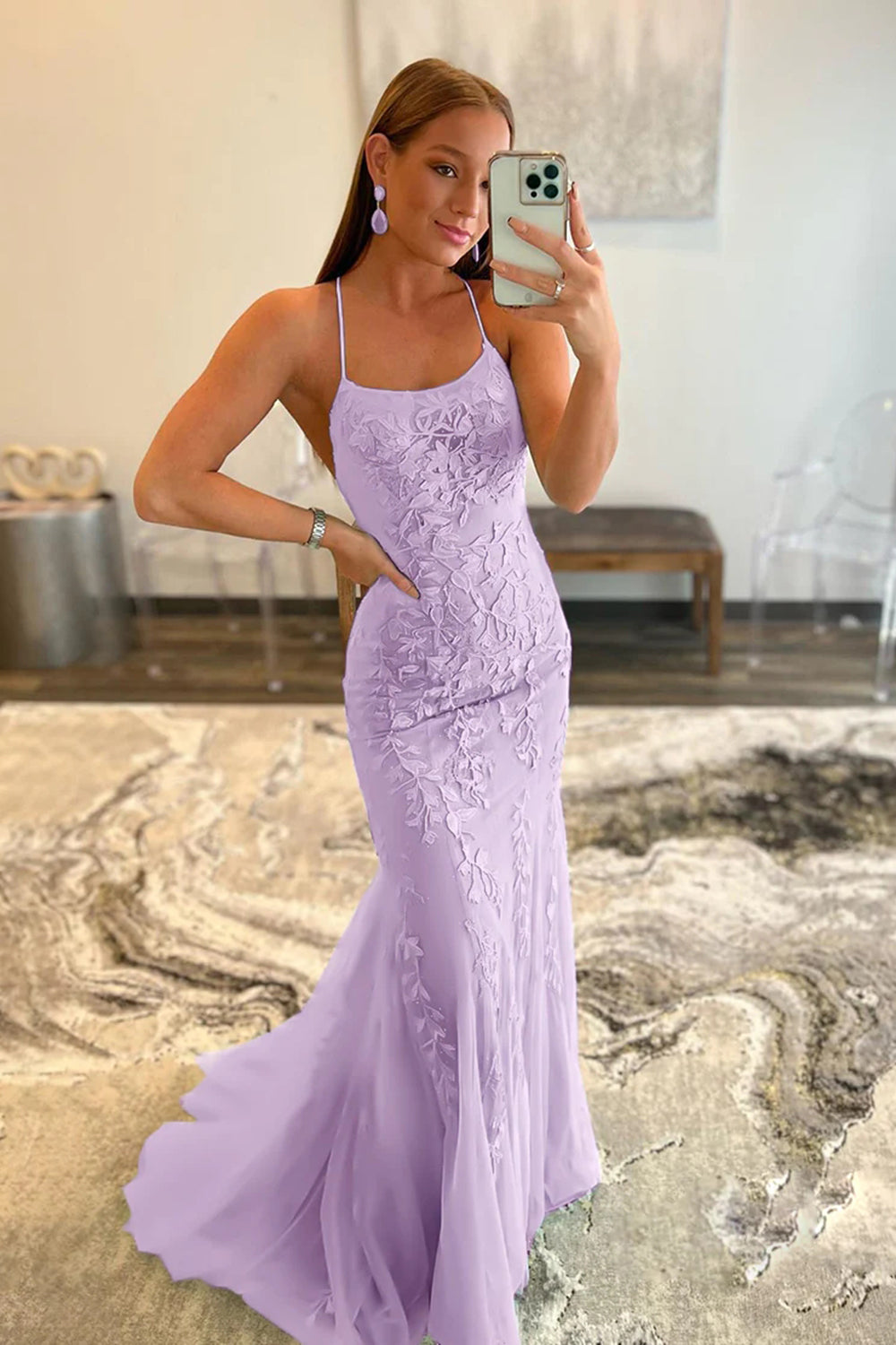 Lucille |Mermaid Spaghetti Straps Lace Prom Dress - Prom Dress - DINIBLO 