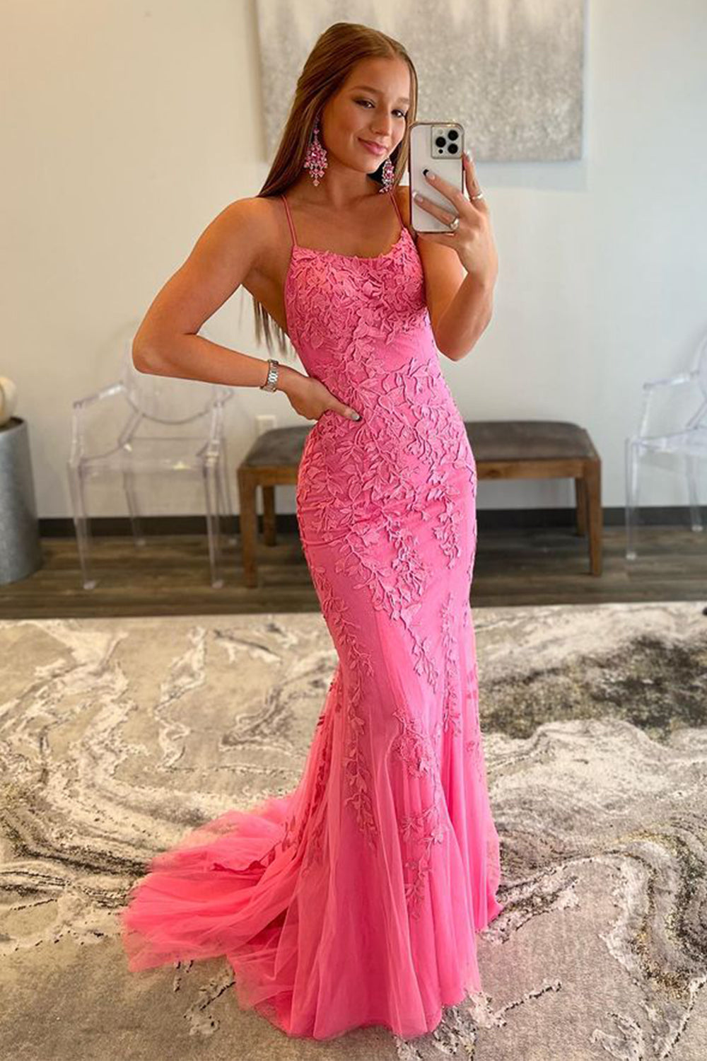 Lucille |Mermaid Spaghetti Straps Lace Prom Dress - Prom Dress - DINIBLO 