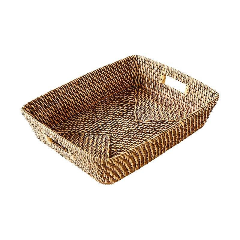 Rustic Rattan Storage Serving Tray/Basket - Organization > Storage Containers > Storage Trays - DINIBLO 