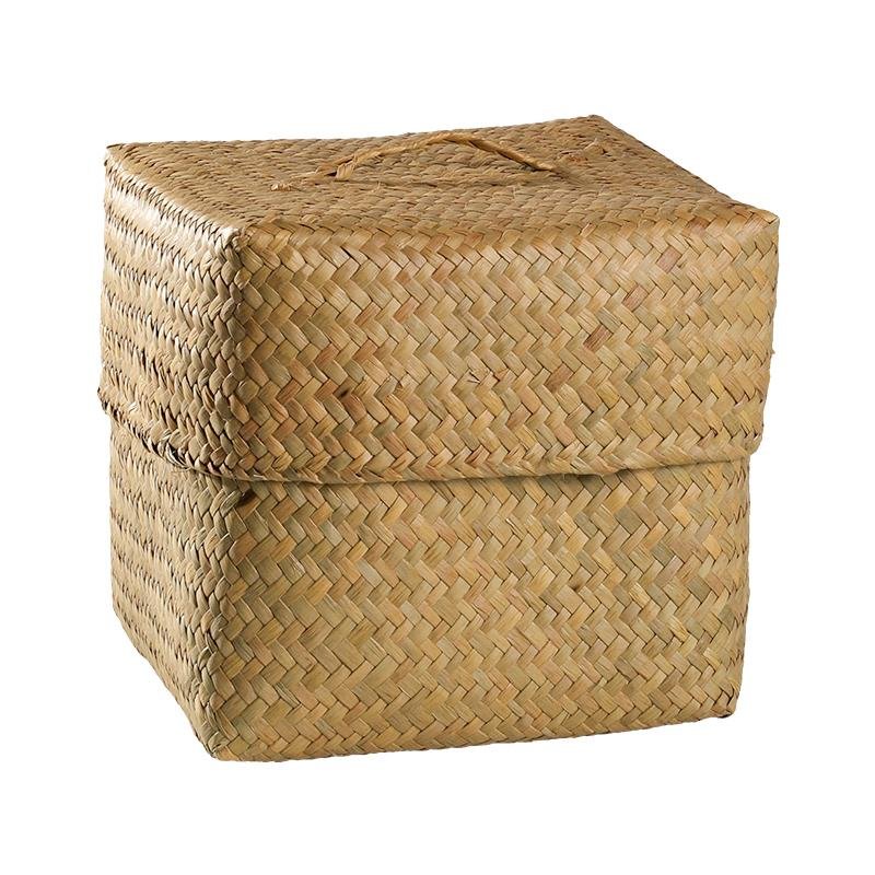 Rustic Natural Handwoven Square Box/Totes With Lid - Organization > Storage Containers > Storage Baskets & Bins & Boxes - DINIBLO 