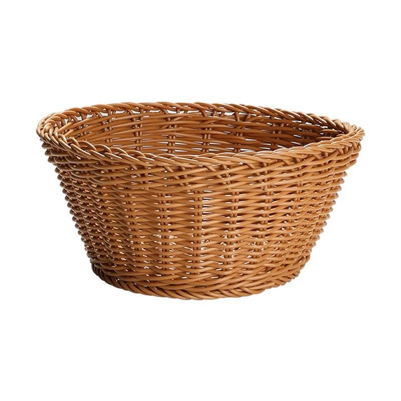 Farmhouse Natural Round Plastic Storage Basket - Organization > Storage Containers > Storage Baskets & Bins & Boxes - DINIBLO 