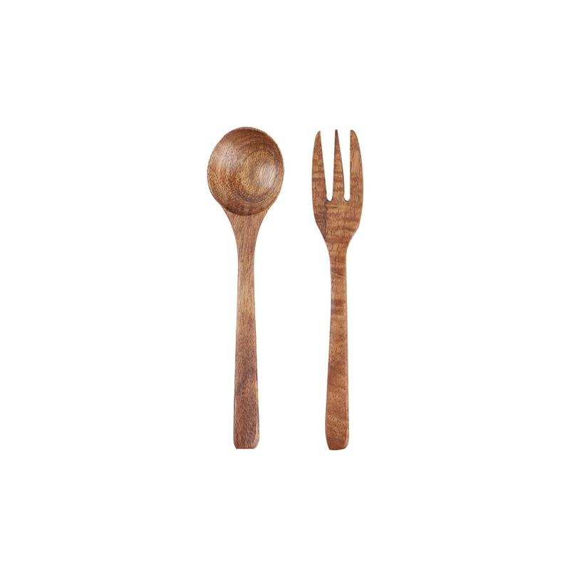 2 Piece Set Burlywood Kitchen Spoons and Forks Utensils - Home Decor > Storage Containers > Cups & Bowls & Spoons - DINIBLO 