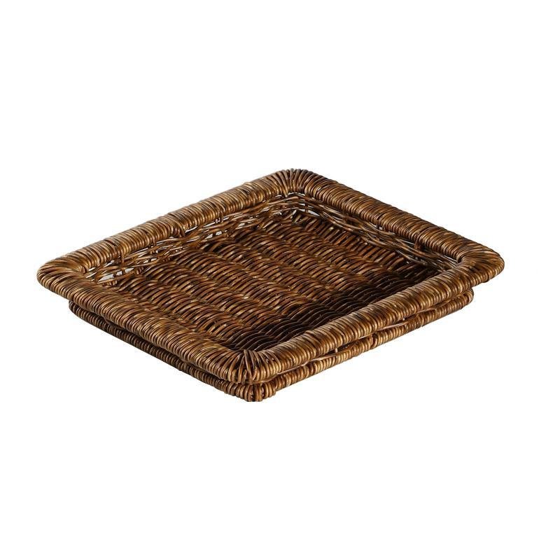 Natural Rectangular Plastic Serving Tray With Edges - Organization > Storage Containers > Storage Baskets & Bins & Boxes - DINIBLO 