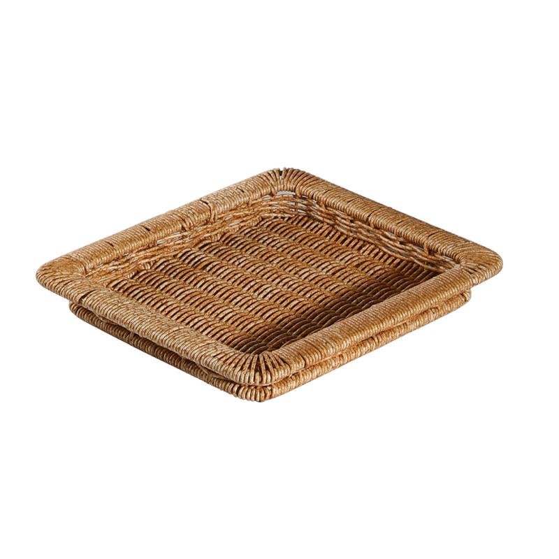 Natural Rectangular Plastic Serving Tray With Edges - Organization > Storage Containers > Storage Baskets & Bins & Boxes - DINIBLO 