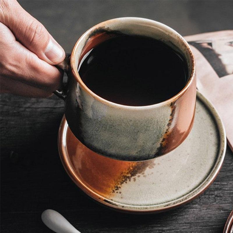 Rustic Stoneware Teacup With Swivel Handle - Home Decor > Storage Containers > Cups & Bowls & Spoons - DINIBLO 