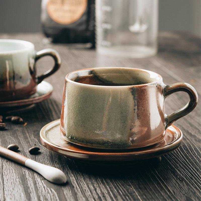 Rustic Stoneware Teacup With Swivel Handle - Home Decor > Storage Containers > Cups & Bowls & Spoons - DINIBLO 