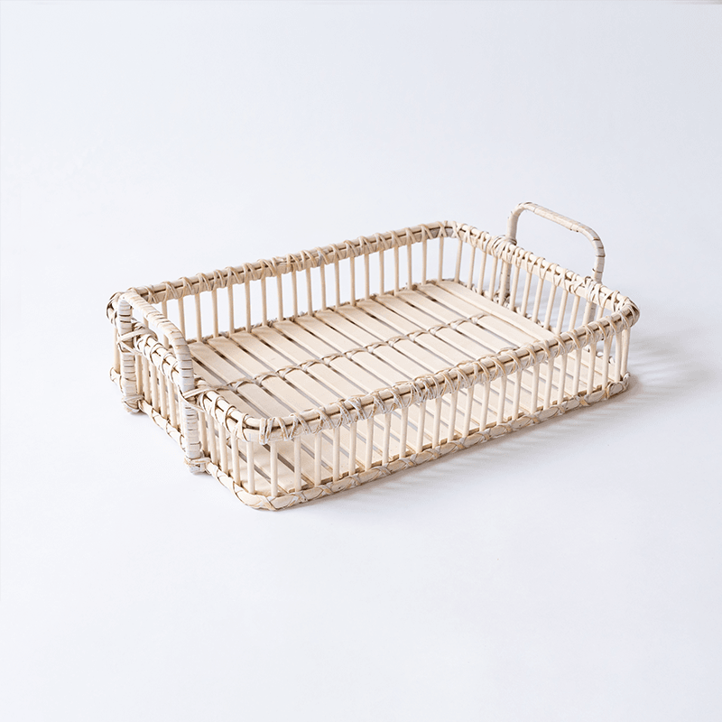 Wicker Rattan Decorative Tray Coffee Table Tray Decor - Organization > Storage Containers > Storage Baskets & Bins & Boxes - DINIBLO 