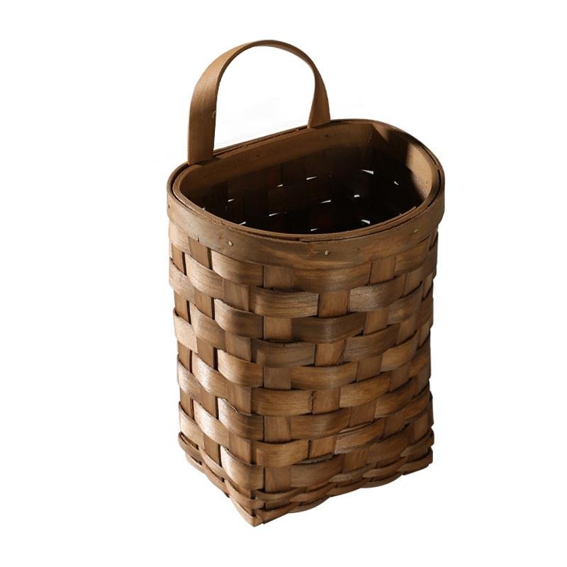 Wood Hanging Platted Storage Basket with Single Handle - Organization > Storage Containers > Storage Baskets & Bins & Boxes - DINIBLO 