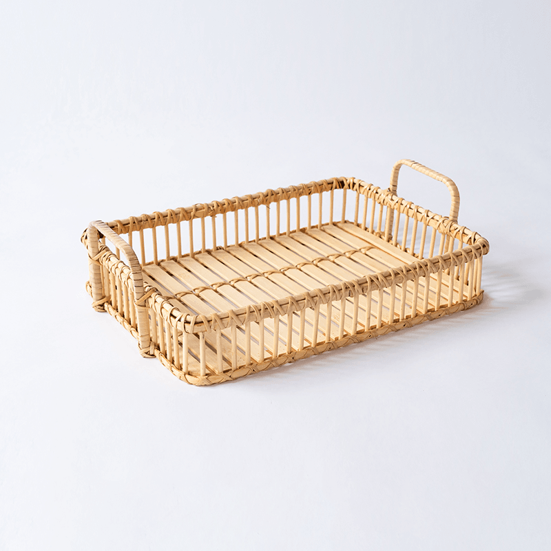 Wicker Rattan Decorative Tray Coffee Table Tray Decor - Organization > Storage Containers > Storage Baskets & Bins & Boxes - DINIBLO 