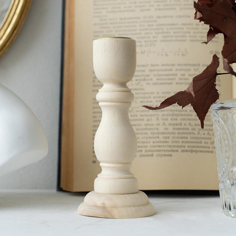 White Wood Sculpture Pillars Candle Holder - Home Decor > Candle holders & Lanterns > Candles & Candle holders - DINIBLO 