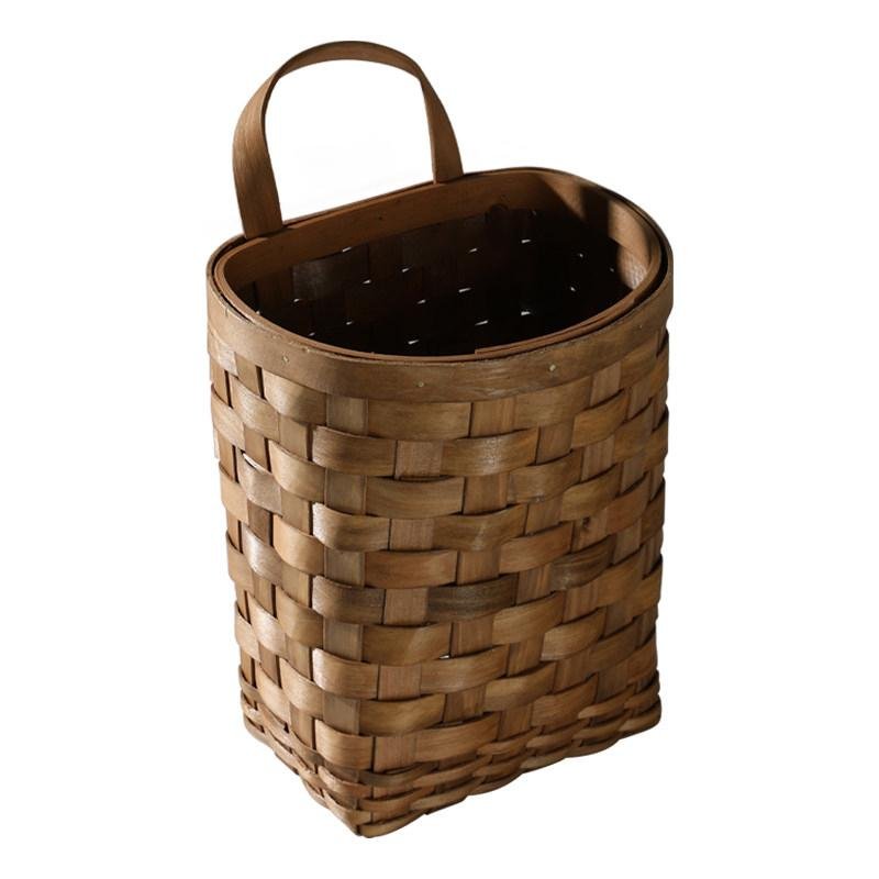 Wood Hanging Platted Storage Basket with Single Handle - Organization > Storage Containers > Storage Baskets & Bins & Boxes - DINIBLO 