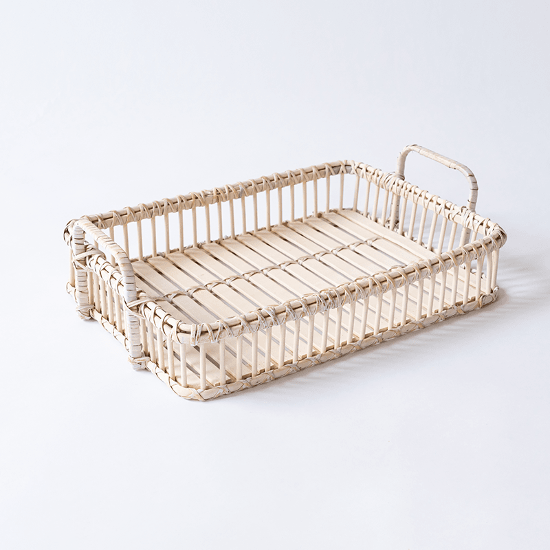 Wicker Rattan Decorative Tray Coffee Table Tray Decor - Organization > Storage Containers > Storage Baskets & Bins & Boxes - DINIBLO 