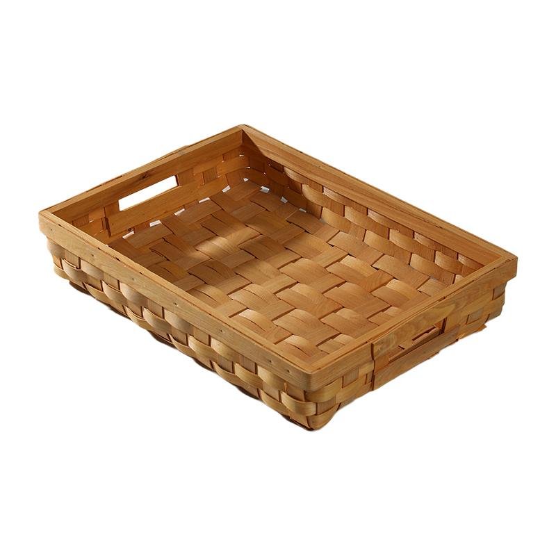 Rectangle Wood Woven Compact Boxy Storage Tray - Organization > Storage Containers > Storage Trays - DINIBLO 