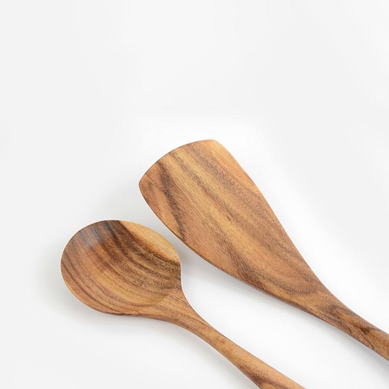 6-Piece Set Rustic Wood Cooking Utensils - Home Decor > Storage Containers > Cups & Bowls & Spoons - DINIBLO 