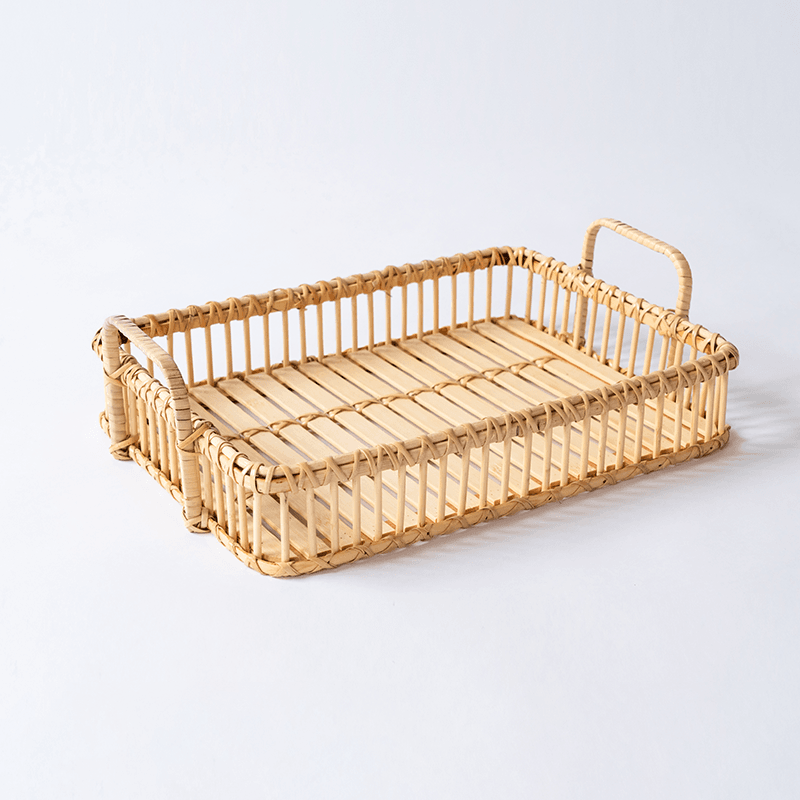 Wicker Rattan Decorative Tray Coffee Table Tray Decor - Organization > Storage Containers > Storage Baskets & Bins & Boxes - DINIBLO 