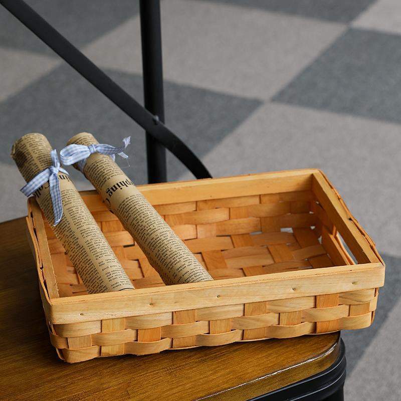 Rectangle Wood Woven Compact Boxy Storage Tray - Organization > Storage Containers > Storage Trays - DINIBLO 