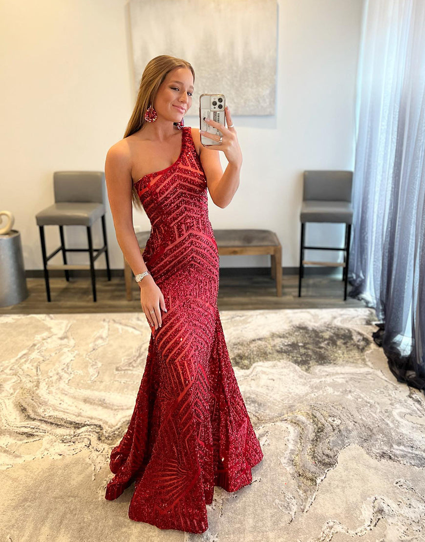 Yaretzi |Mermaid Unique One Shoulder Sequins Prom Dress - Prom Dress - DINIBLO 