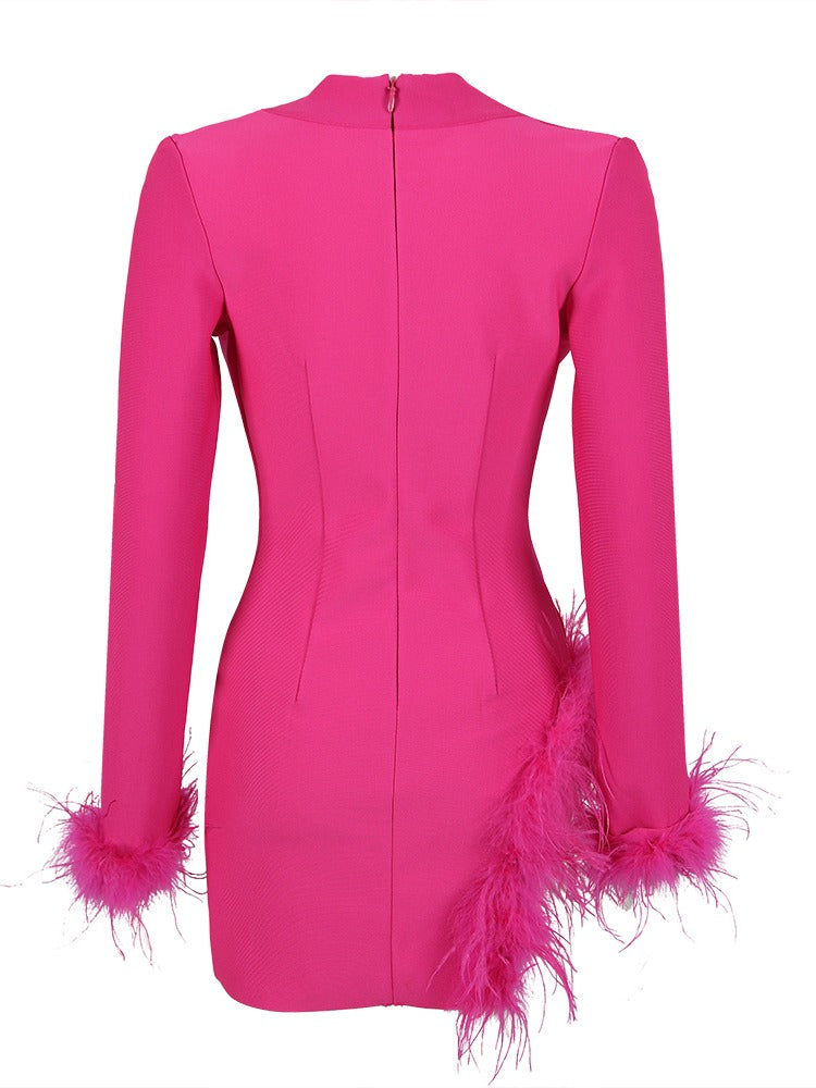 Pink Blazer Dress with Feathers -  - DINIBLO 