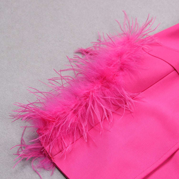 Pink Blazer Dress with Feathers -  - DINIBLO 