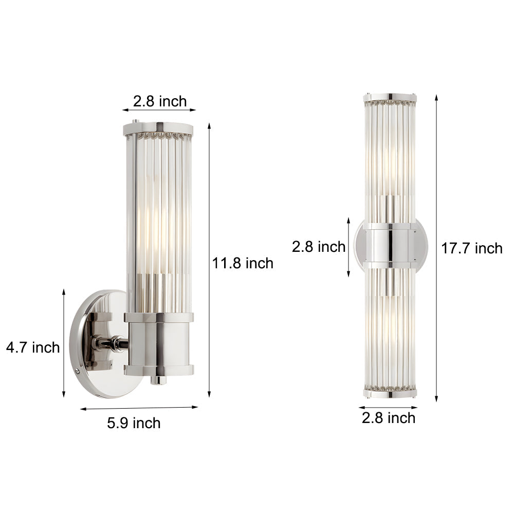 1/2-light Modern Chrome/Gold Wall Sconce with Cylinder Clear Glass Shade - Lighting > Wall Lights > Wall sconces - DINIBLO 