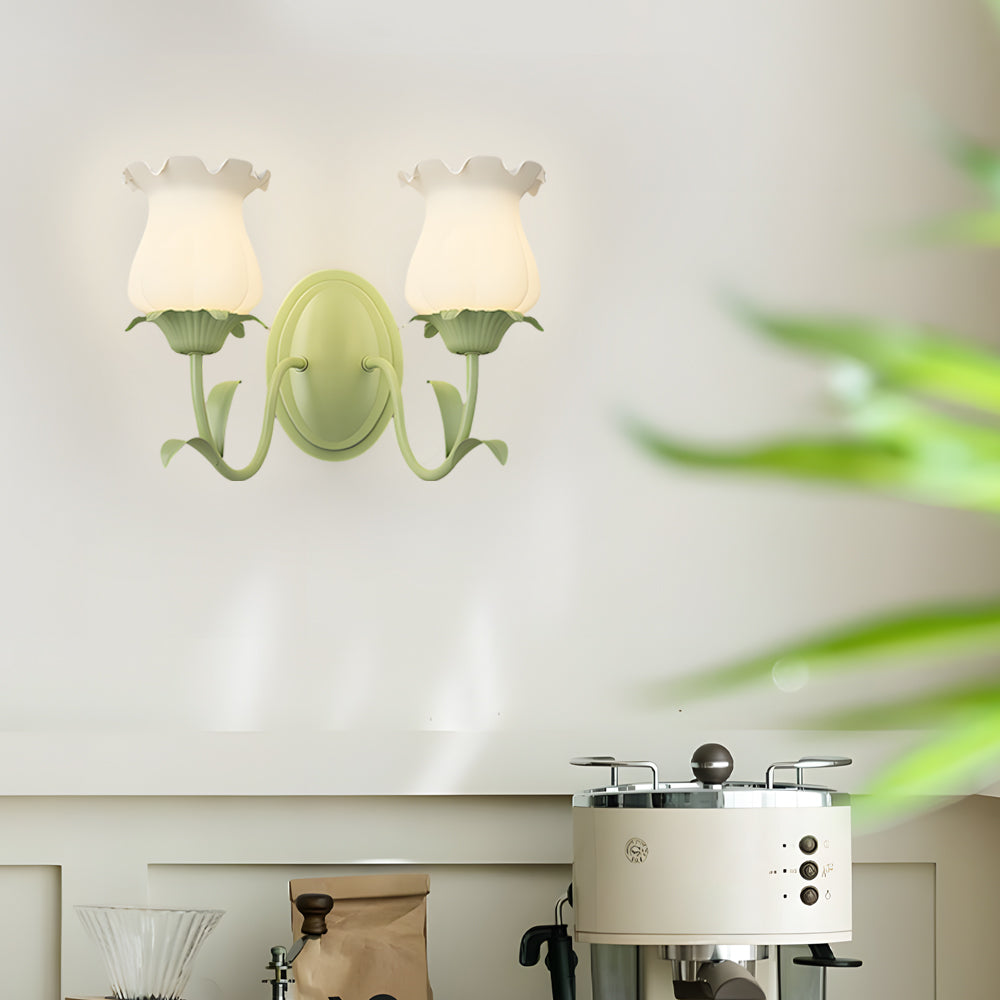 1/2 Lights Flowers Glass Three Step Dimming Green Modern Wall Lights Indoor - Lighting > Wall Lights > Wall sconces - DINIBLO 