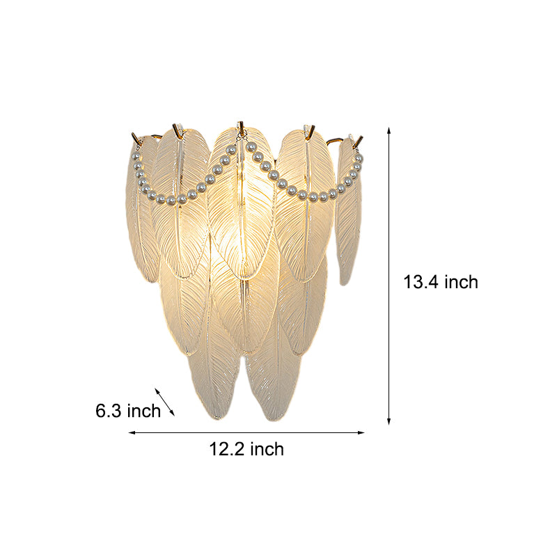 Glass Leaves Feathers Luxury Three Step Dimming French Style Wall Lamp - Lighting > Wall Lights > Wall sconces - DINIBLO 