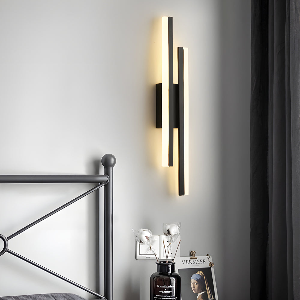 Modern 2-Light Linear LED Wall Lamp with 3-Step Dimming - Black/Gold Wall Sconce - Lighting > Wall Lights > Picture Lights - DINIBLO 