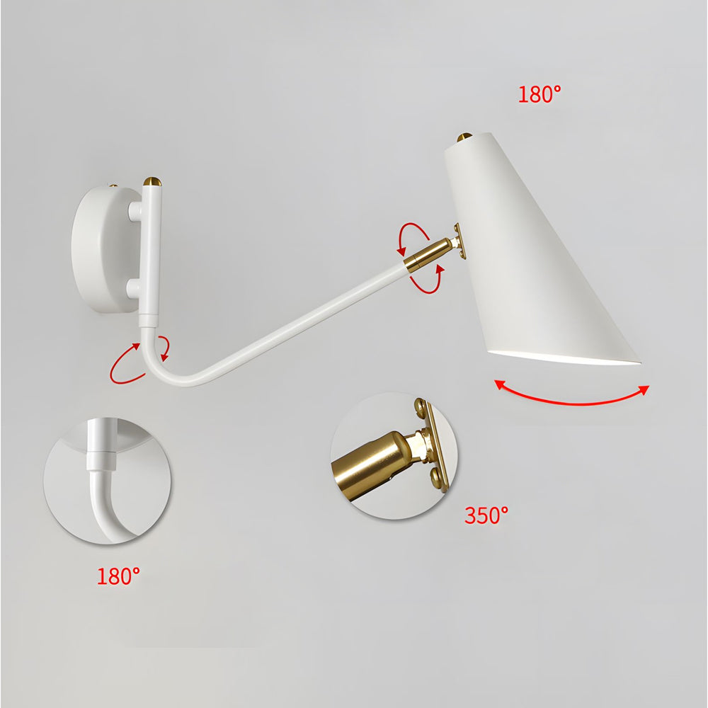 Modern Hoxton Hanging Wall Sconce with Conical Shade - 1-Light - Lighting > Wall Lights > Swing Arm Wall Sconces - DINIBLO 