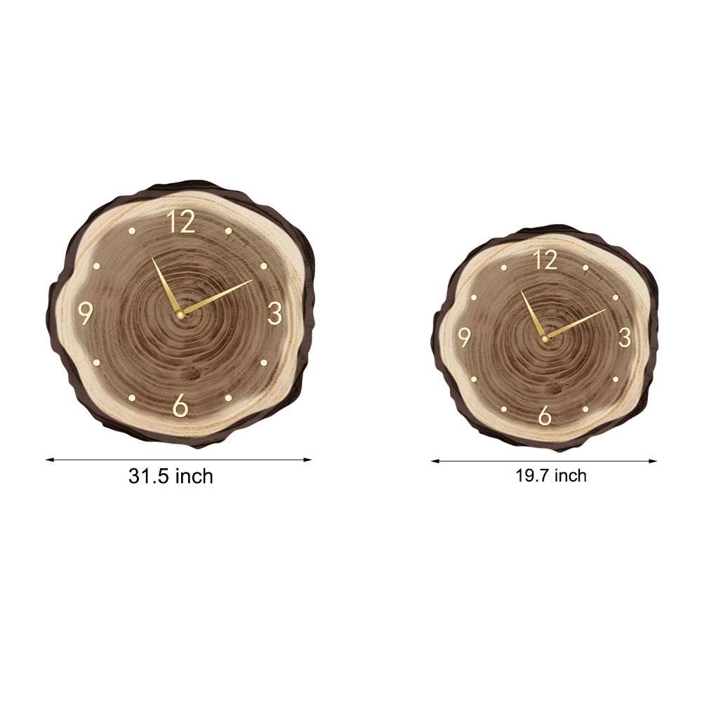 Rustic Round Wood Slice Clock with Remote Control and LED Lights - US Plug - Lighting > Wall Lights > Wall sconces - DINIBLO 